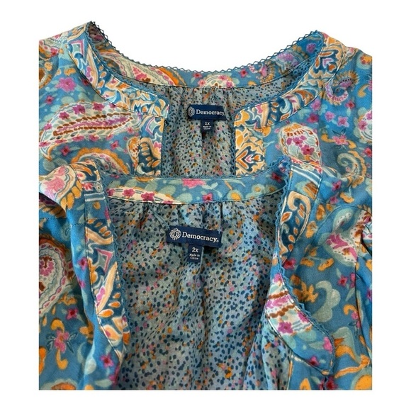 Democracy Plus Size Paisley Print 3/4 Sleeve Reversible Open-Front Jacket NEW - Picture 3 of 16